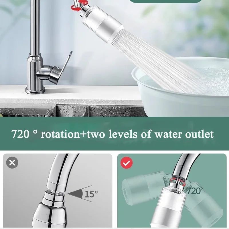 Showlu Universal Rotary Faucet Filter in brass and ABS, featuring two gears for water purification and flow control.