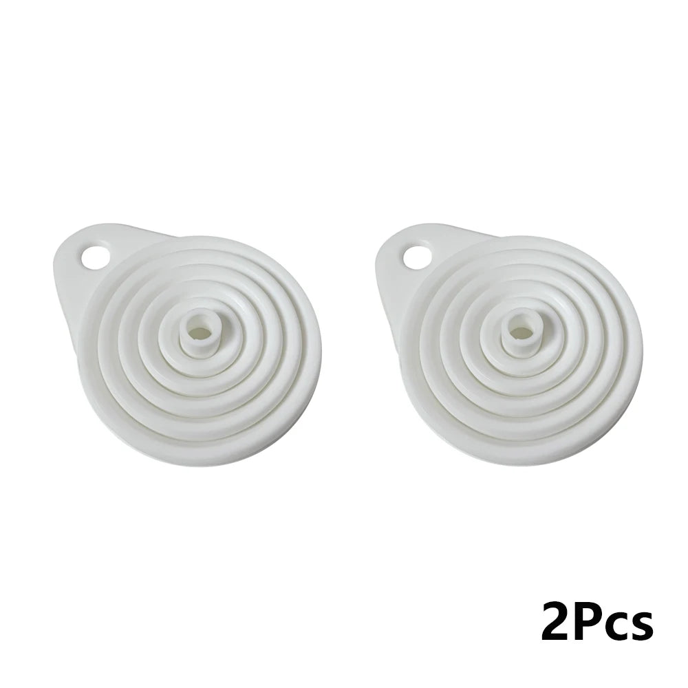 Showlu Smart General collapsible funnel set with multiple sizes, made of flexible, durable silicone for easy pouring and storage.