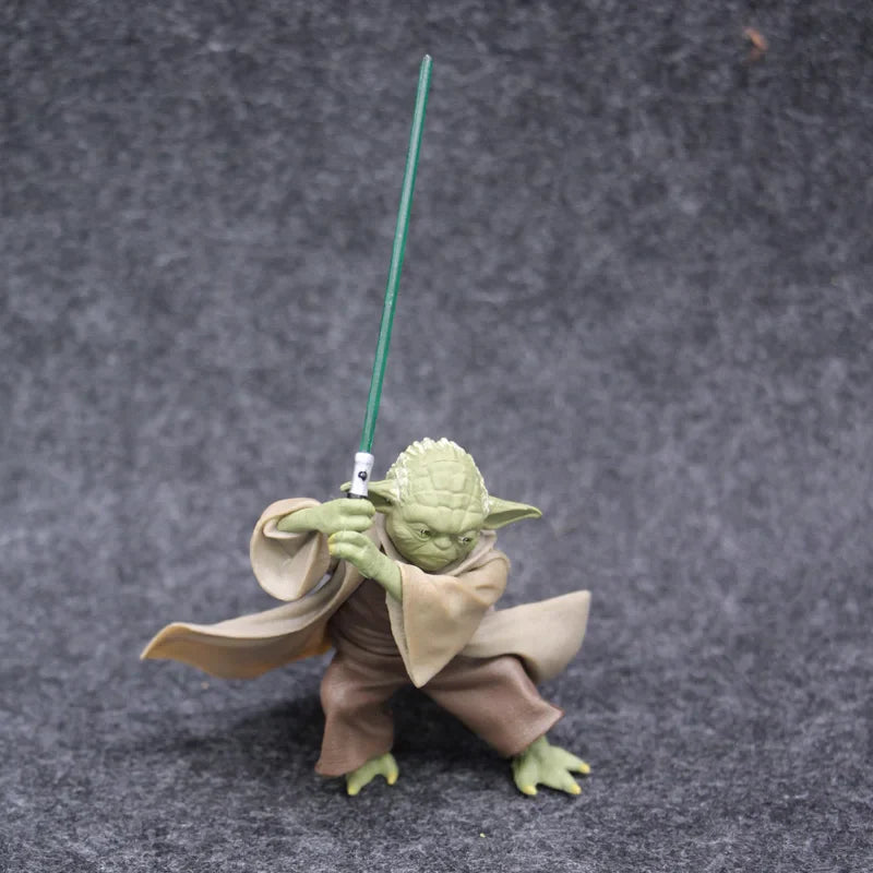 Star Wars Mandalorian Master Yoda 10cm PVC action figure by Bandai, featuring detailed design and poseable features.