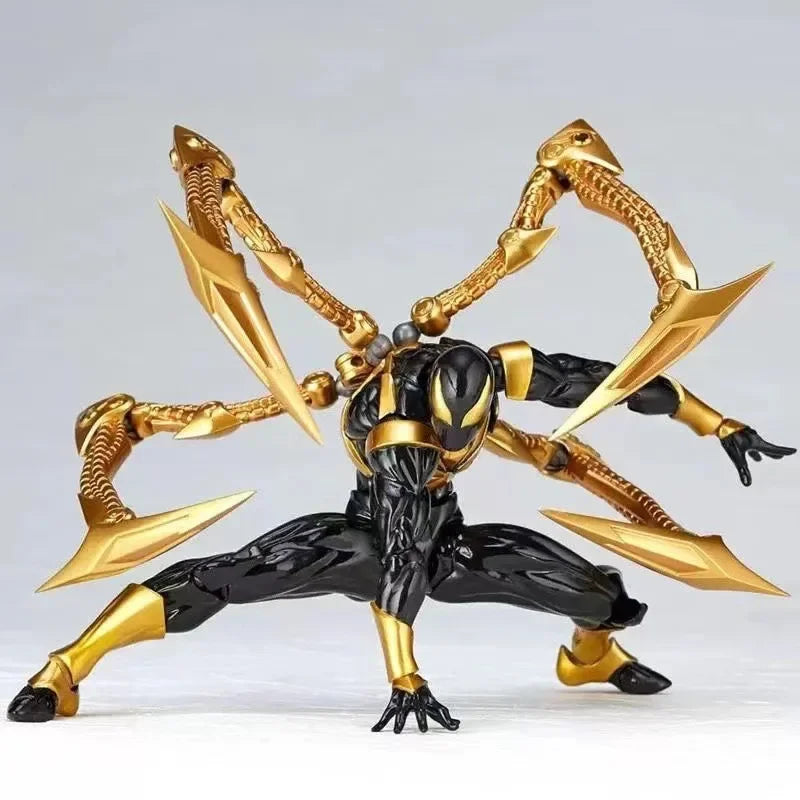 Iron Spider-Man action figure by Bandai, 22cm Yamaguchi-style PVC model featuring detailed Spider-Man costume and pose.