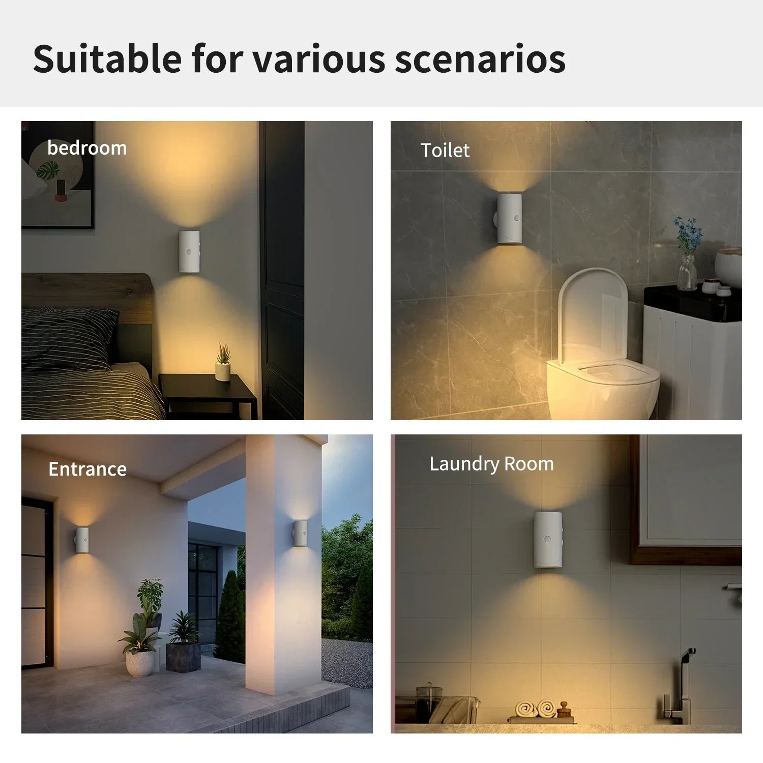 Colorful GlowSense™ Motion Light by TLEDMP Store, showing its 7-color smart wireless LED glow in a modern home setting.