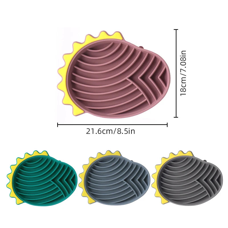Showlu Fashion Store silicone dog slow food bowl with anti-slip and anti-knockover features for training and feeding pets.