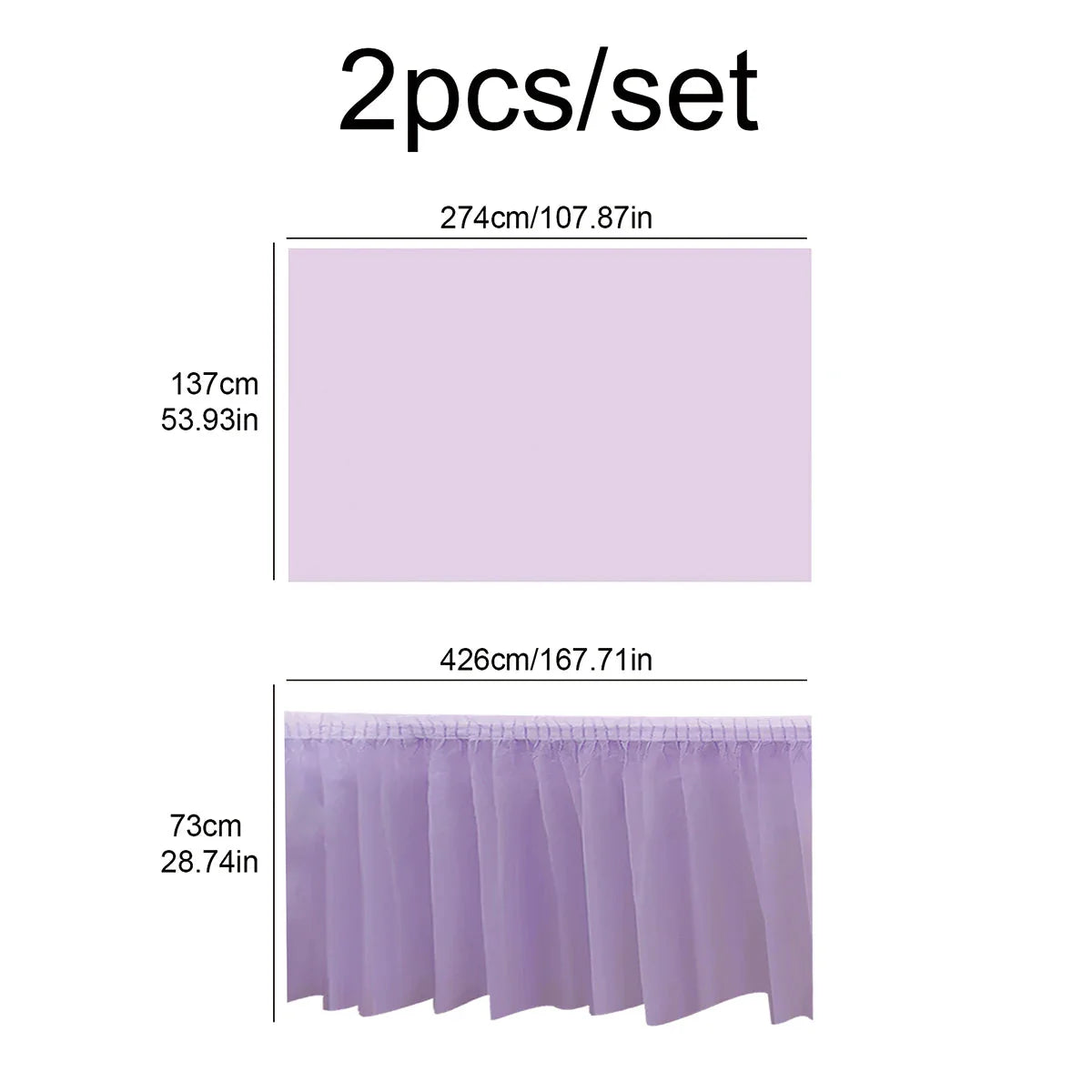SHOWLU FASHION 2-piece disposable tablecloth and table skirt set, featuring elegant fabric and decorative design for event settings.