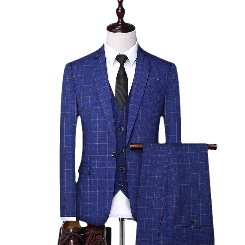 Boutique (Blazer + Vest + Trousers) Men's Fashion Business Slim A Variety of Elegant Gentlemen's Casual Dresses Formal 3-Piece
