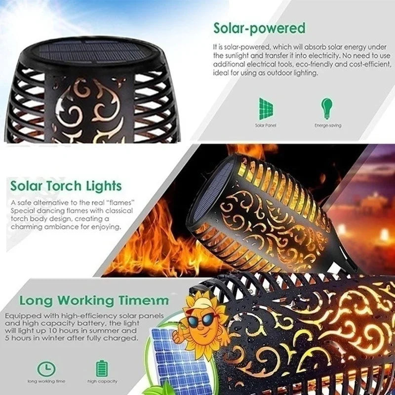 Solar Dancing Flame LED Garden Lantern by Showlu Smart General showing a flickering flame effect in a garden setting