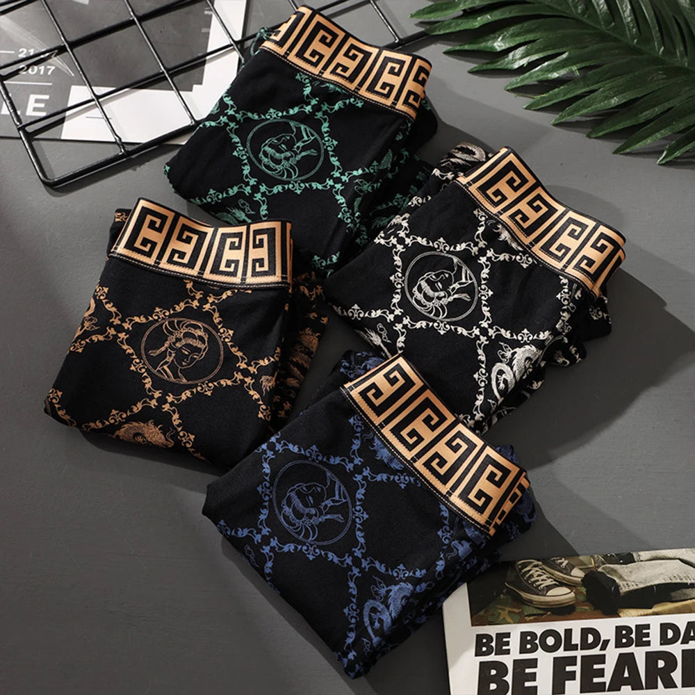 Men's bamboo rayon sports boxers by IOZEY, high elastic men's underwear in a 4-pack, comfortable and breathable athletic boxers.