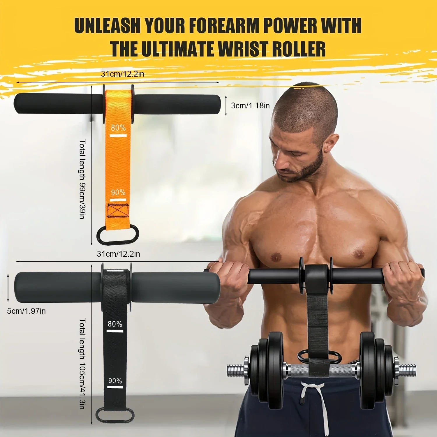 Adjustable Showlu Fashion forearm strength trainer wrist roller with non-slip handle for home upper body workouts.