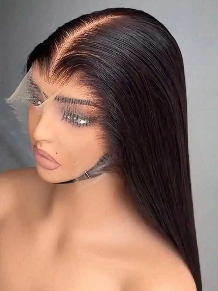 UVEOUS 40-42 inch bone straight HD lace frontal human hair wig with 13x6 lace, displayed on a mannequin head.
