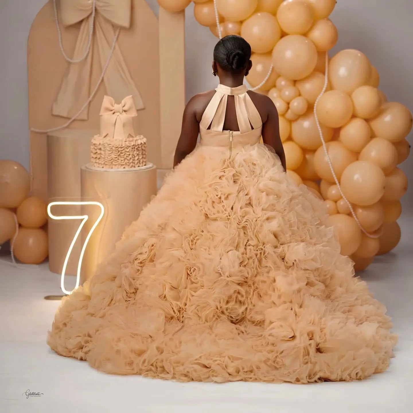 Luxury Puffy Ballgown Girls Birthday Party Dress Customized Flower Girl Dresses for Wed Little Queens Pageant Homecoming Dress