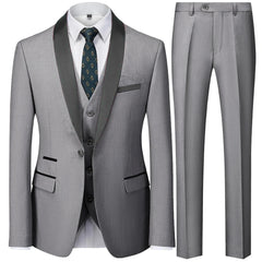 Men's British Style Slim Suit 3 Piece Set Jacket Vest Pants / Male Business Gentleman High End Custom Dress Blazers Coat  S-6XL