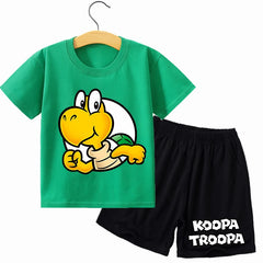 Super Marios Bros Kids Cotton T-shirt Casual Shorts Set Children Short Sleeve Top Anime Print Pants Summer Cartoon Cute Clothing