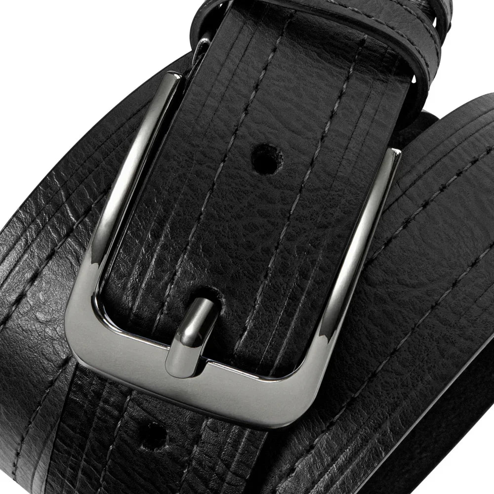 Vintage cowhide leather belt for men with classic metal pin buckle, stylish and durable accessory by Showlu Fashion Store.