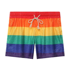 Men's Sets Rainbow Hooded Men's Tank Tops Mesh Breathable V-neck Vests Men Shorts Streetwear Tops Tee Sports Fitness Singlets SHOWLU FASHION STORE