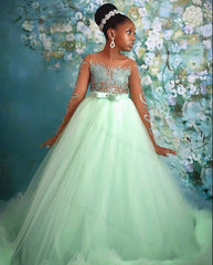 New First Communion Dresses Long sleeves Lace Printed Princess Dress White Angel Flower Girl Bridesmaid Wedding Dream Kids Gift