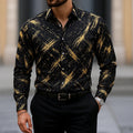 Showlu Men's slim fit button-down shirt with linear stripe textured pattern, showcasing the stylish and modern design.