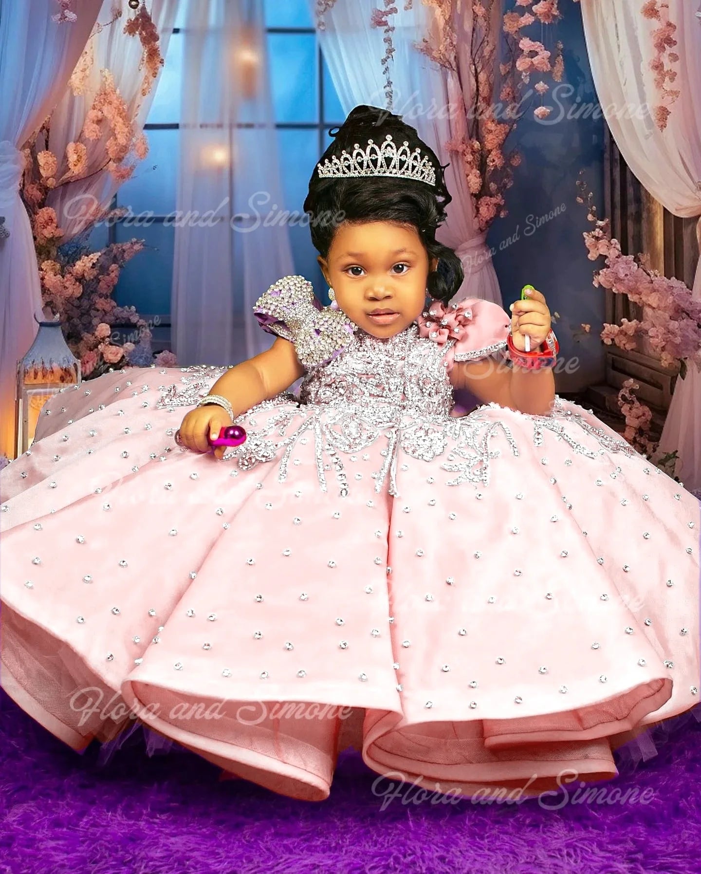 Purple Flower Girl Dresses For Wedding Luxury Crystal Quality Little Princess Evening Banquet Birthday Party Gown Customized