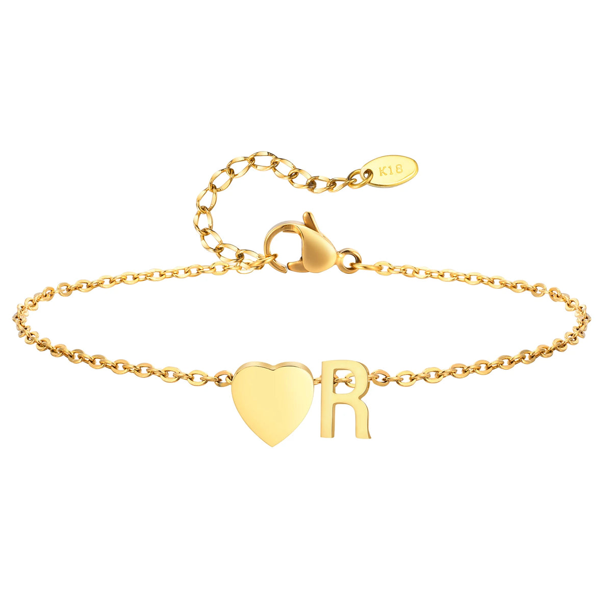 Women’s stainless steel heart initial anklet bracelet with adjustable beach foot chain, hypoallergenic, personalized name jewelry.