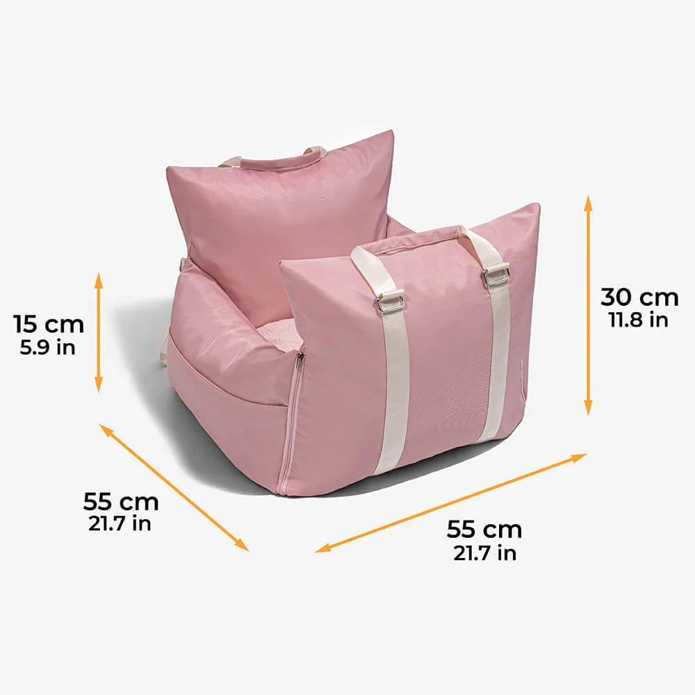Waterproof dog car seat cover made of Oxford fabric, designed as a pet travel bed by VOFORD for comfortable car trips.