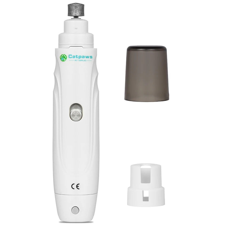 Showlu Fashion Store electric pet nail grinder with LED light, USB rechargeable dog nail trimmer for grooming and nail trimming.