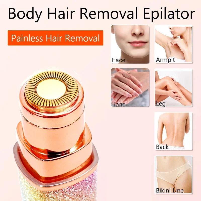 SHOWLU 2-in-1 electric eyebrow trimmer and facial epilator for women, compact and portable beauty tool with precision trimming.