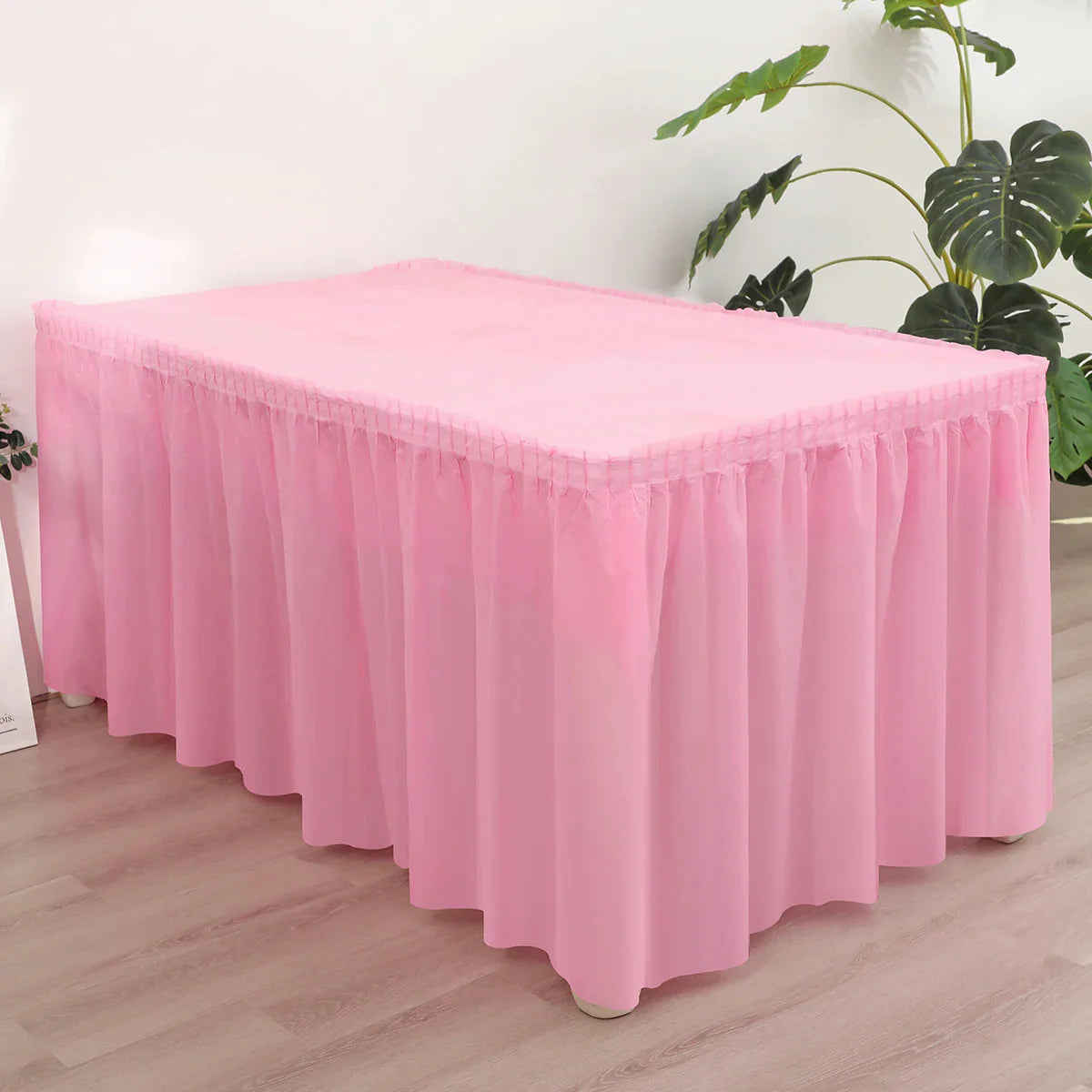 SHOWLU FASHION 2-piece disposable tablecloth and table skirt set, featuring elegant fabric and stylish design for event decor.
