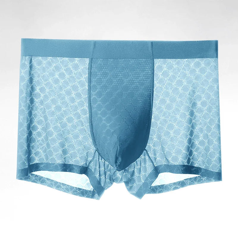 Men's Ice Silk Boxer Briefs by Showlu Fashion Store, lightweight, breathable seamless underwear with summer comfort.