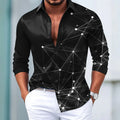 Men's gradient geometric print long sleeve shirt by Showlu Fashion Store, featuring a fashionable designer lapel and button-up style.