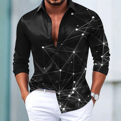 Men's Gradient Geometric Print Long Sleeve Shirt Fashionable Designer Lapel Button up for Outdoor Leisure Vacation