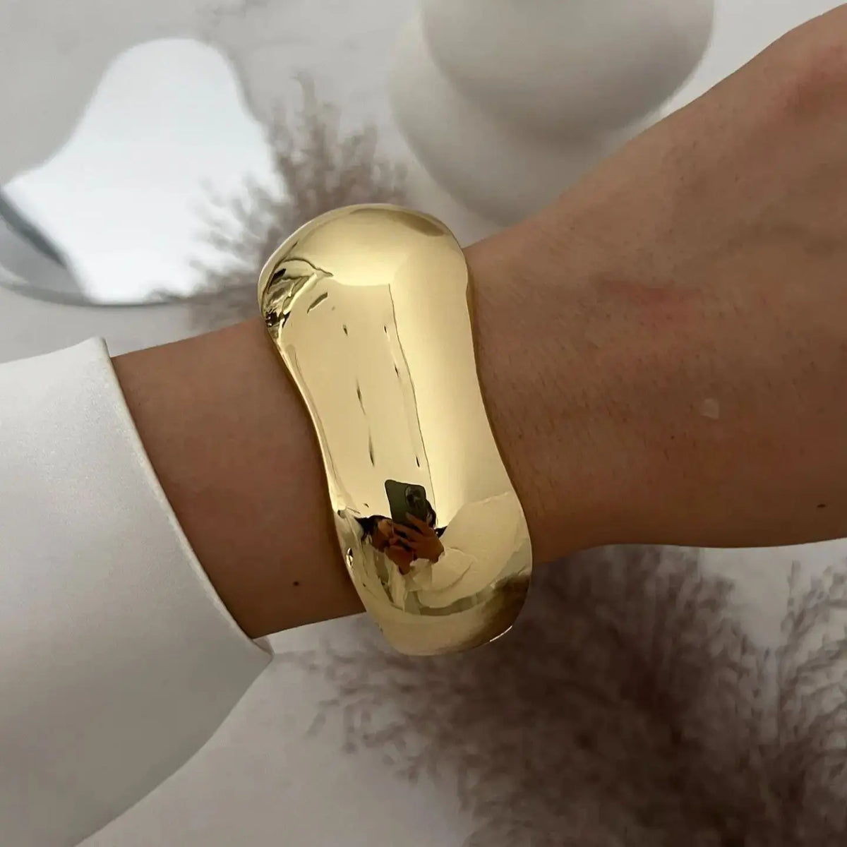 DIEZI Vintage Wide Cuff Bangles Hip Hop Punk Gold Silver Color Geometric Metal Spring Bangles For Women Bracelets Men Jewelry