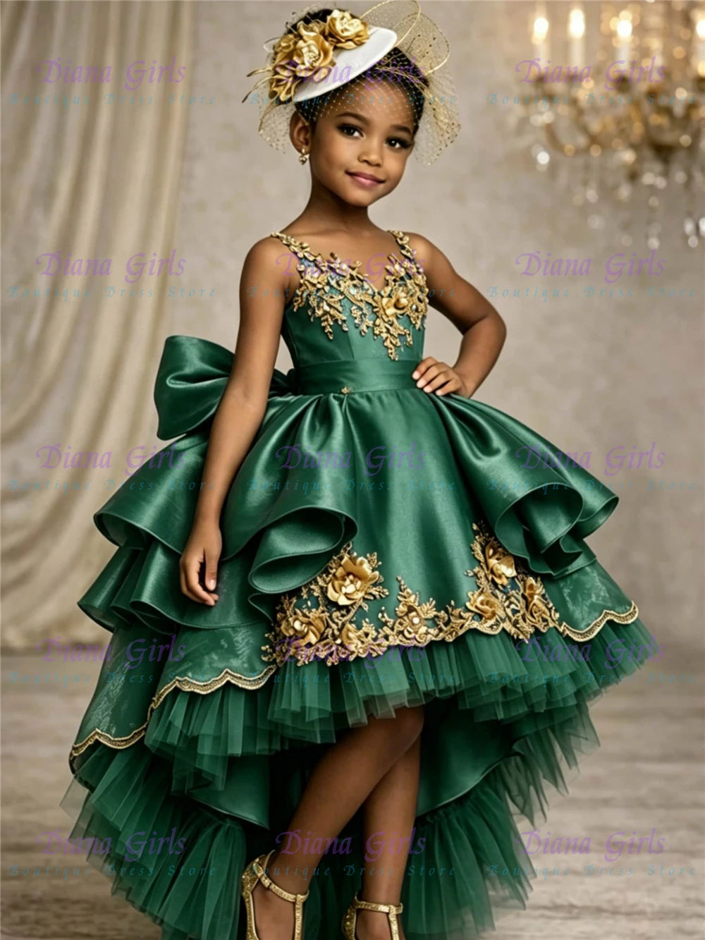 Lovely Quality Flower Girl Dress Blue Satin Fluffy For Girls Wedding Birthday Party Evening Baptism Gown Customizable Color Size