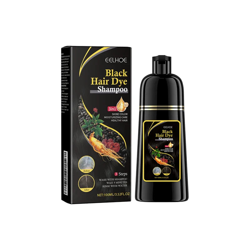 Eelhoe 3-in-1 black hair dye shampoo by SHOWLU FASHION STORE with natural herbal ingredients for instant coloring.