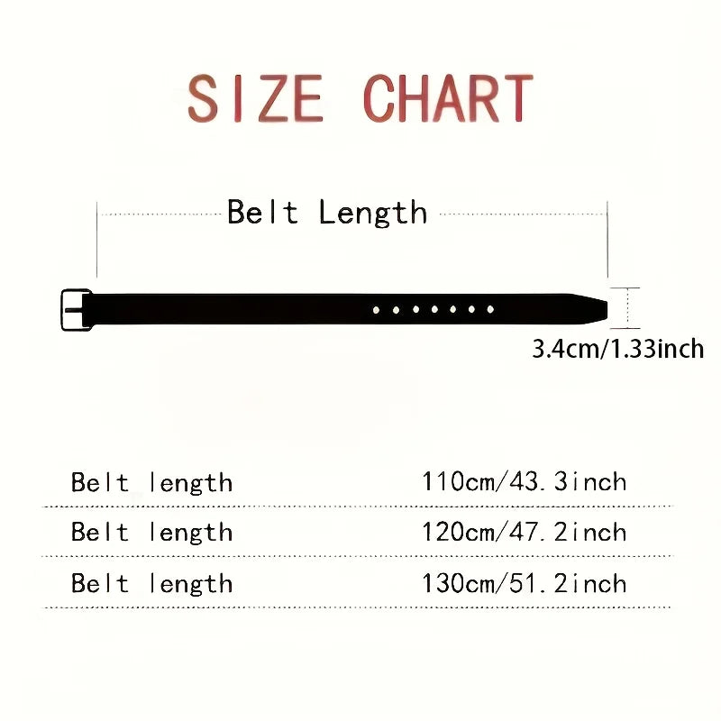 Showlu men's casual PU leather belt with metal needle buckle, featuring a sleek design and adjustable fit.