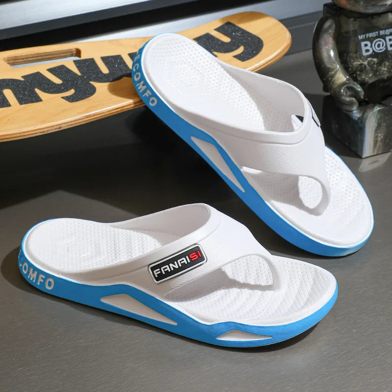 Men's casual summer flip-flops from Showlu Fashion Store, featuring sporty beach sandals with comfortable, outdoor-ready design.
