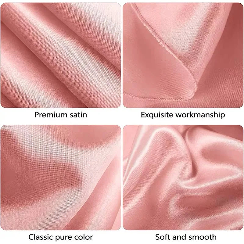 Round satin wedding tablecloth with smooth silk finish, ideal for Christmas, banquet, or anniversary dining and party decor.
