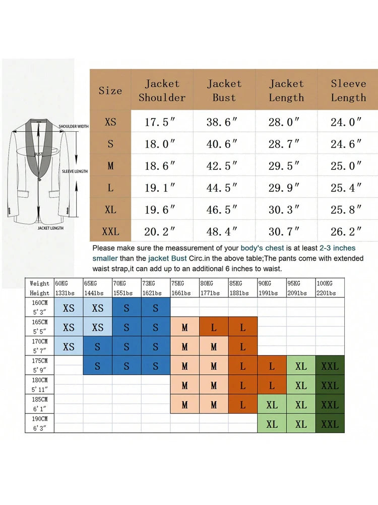Men's slim fit jacquard 2-piece suit set with double-breasted jacket and matching pants, ideal for casual, wedding, or business occasions.