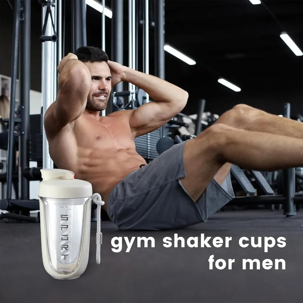 Showlu Leakproof Protein Shaker Bottle with 20oz capacity, BPA-free Tritan plastic, featuring a secure lid and mixing ball.