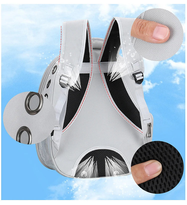 Showlu Smart General pet carrier backpack with breathable mesh sides and adjustable straps for comfortable pet travel.