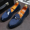 Casual men's leather loafers by SHOWLU FASHION STORE featuring slip-on style and buckle detail, ideal for driving and everyday wear.