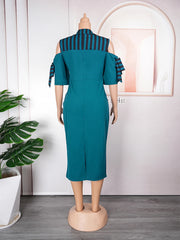 Elegant African Dresses for Women Short Sleeve Africa Clothing Plus Size Office Lady Party Dress Dashiki Ankara Outfits Robe