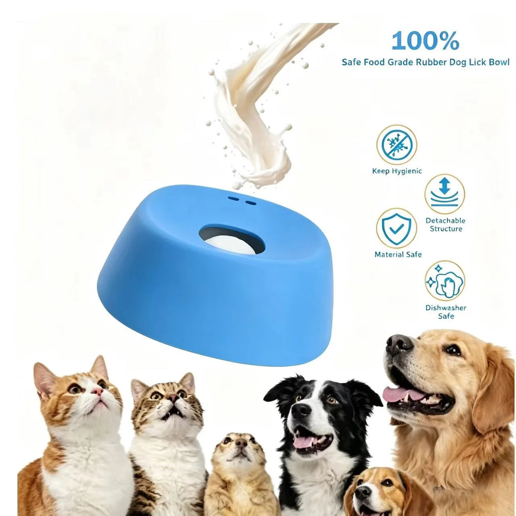 Showlu Fashion Store anti-choking slow feeder dog bowl with non-slip base, holds 3/4 cup, ideal for liquid treats and yogurt.