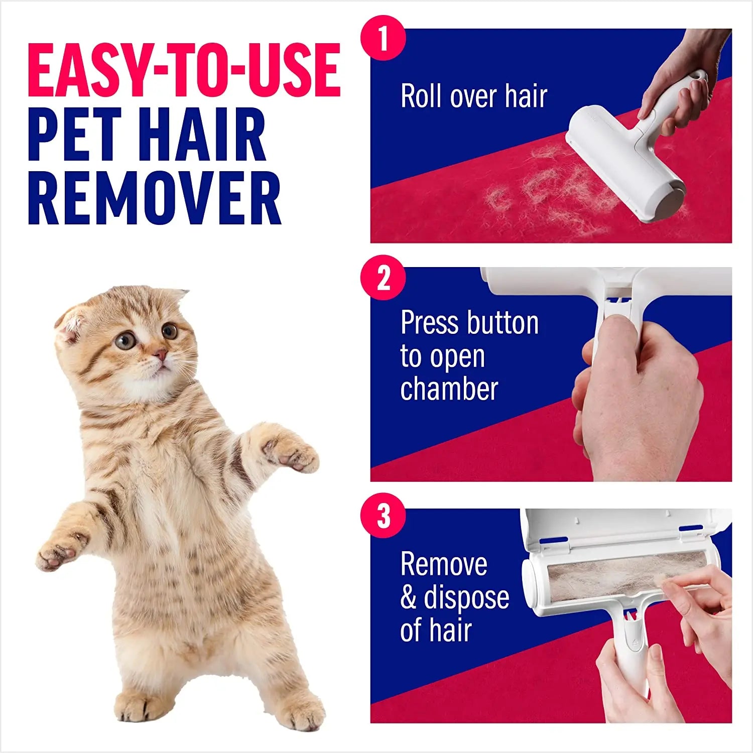 Showlu Smart General reusable pet hair lint remover roller with a handle and sticky sheets for pet hair removal.
