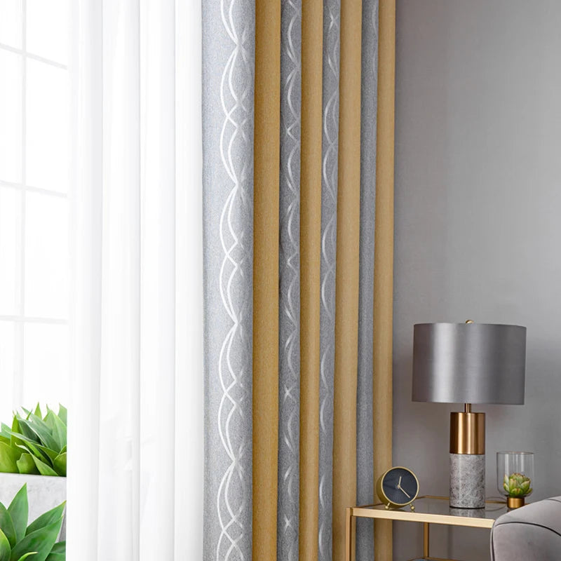 New Thickened Striped Jacquard Curtains For Kids Children's Room Living Room Bedroom Seamless Splicing Curtain Fabric
