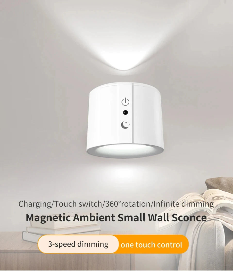 Rechargeable LED wall sconce by Showlu Smart General, modern lighting fixture with sleek design and bright illumination.