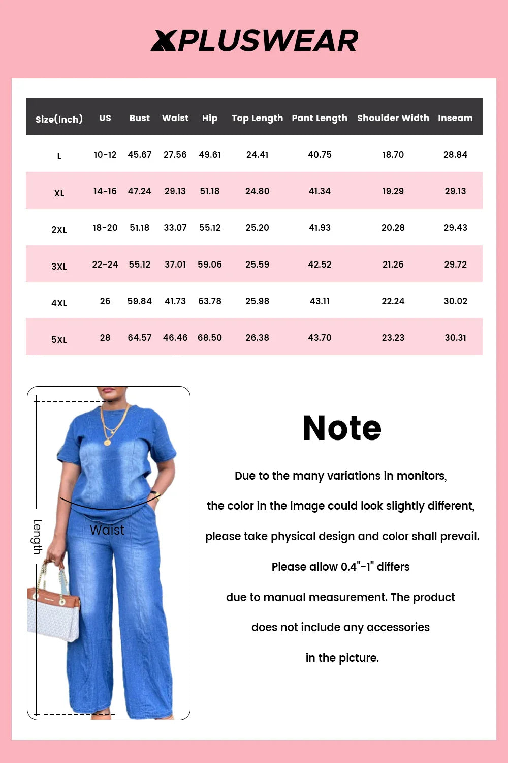 Plus size blue Tencel denim two-piece pant set for women, featuring a stylish top and matching pants from Showlu Fashion.
