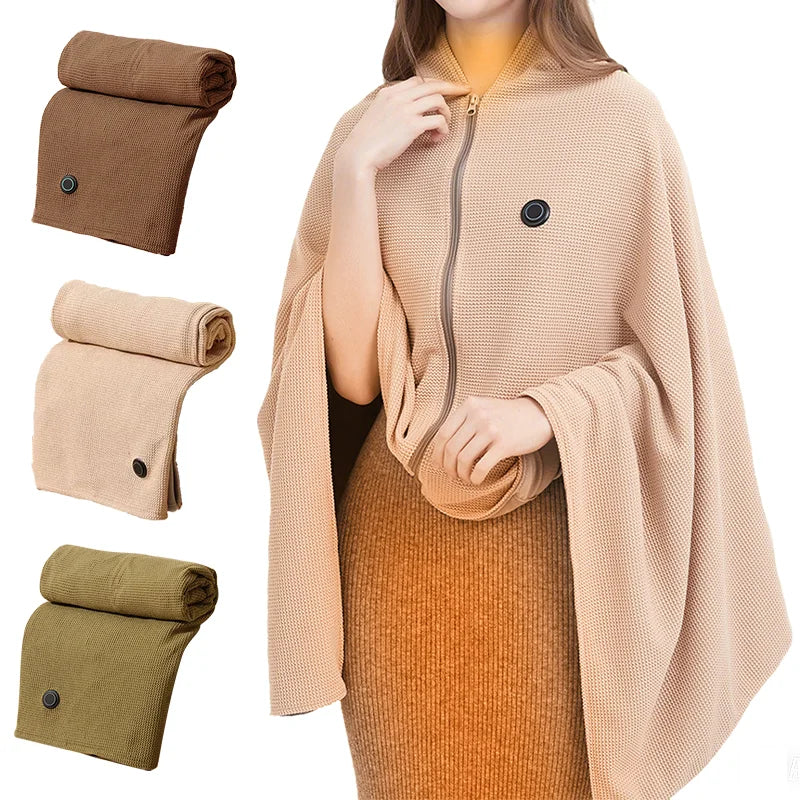 Showlu Smart General USB heated blanket shawl with 3-level electric warmth and cozy fabric, ideal for winter use