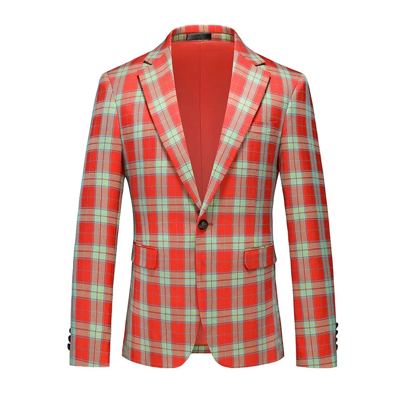 Men's slim fit plaid business suit jacket by SHOWLU FASHION STORE, single-breasted blazer with tailored design and classic style.