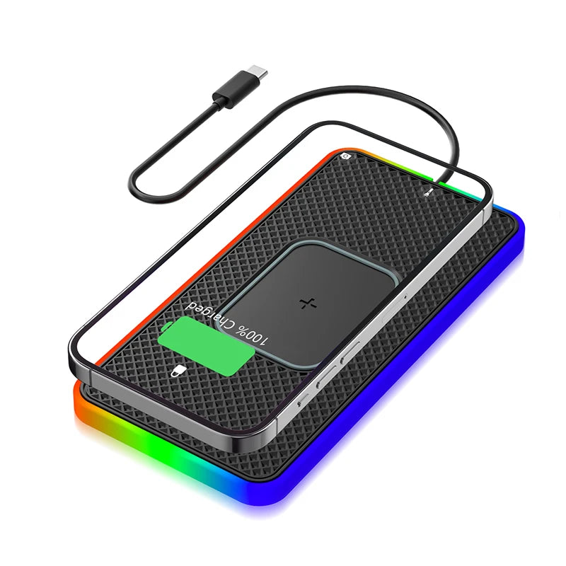 Showlu Smart General Brorikoy 15W Qi wireless car charger with silicone pad for secure phone charging in vehicles.