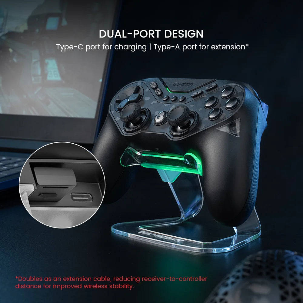 Showlu Smart General GameSir RGB controller charging dock stand with LED lighting and secure slot for gaming controllers.