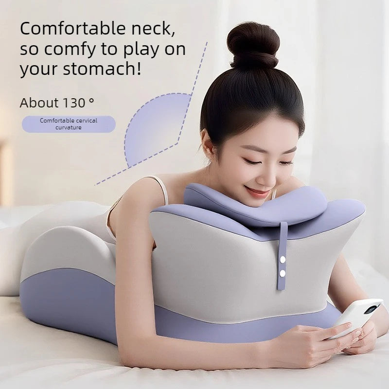 Showlu Memory Foam Bed Wedge Pillow for acid reflux and back pain relief, with adjustable incline and soft fabric cover.