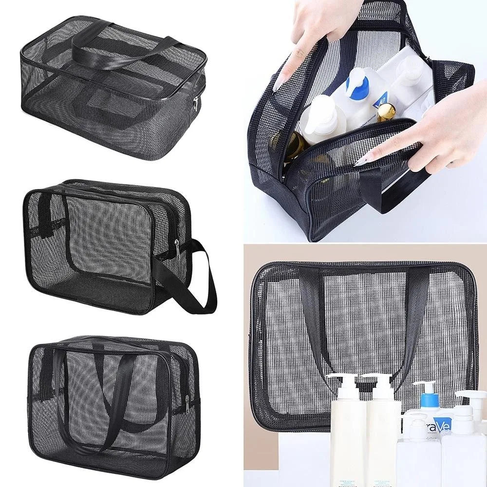 SHOWLU FASHION Mesh Shower Tote Bag made of quick-dry nylon, ideal for beach storage and shower essentials.
